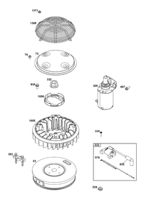 Flywheel, Ignition, And Starter Group Diagram and Parts List for 385777-0011-G1 200000 - 399999 Briggs and Stratton Engine